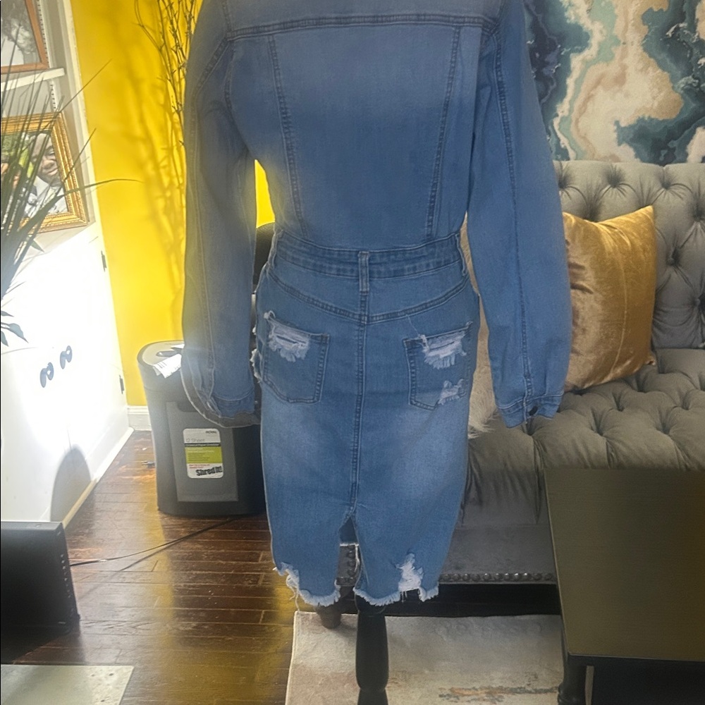 Fashion Nova Distressed Denim Dress - Picture 6 of 16